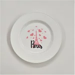 بشقاب یکبار مصرف سفید طرح پاریس