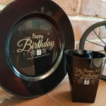 لیوان یکبارمصرف اکسترا 220 سی سی طرح HBD مشکی (6عددی)