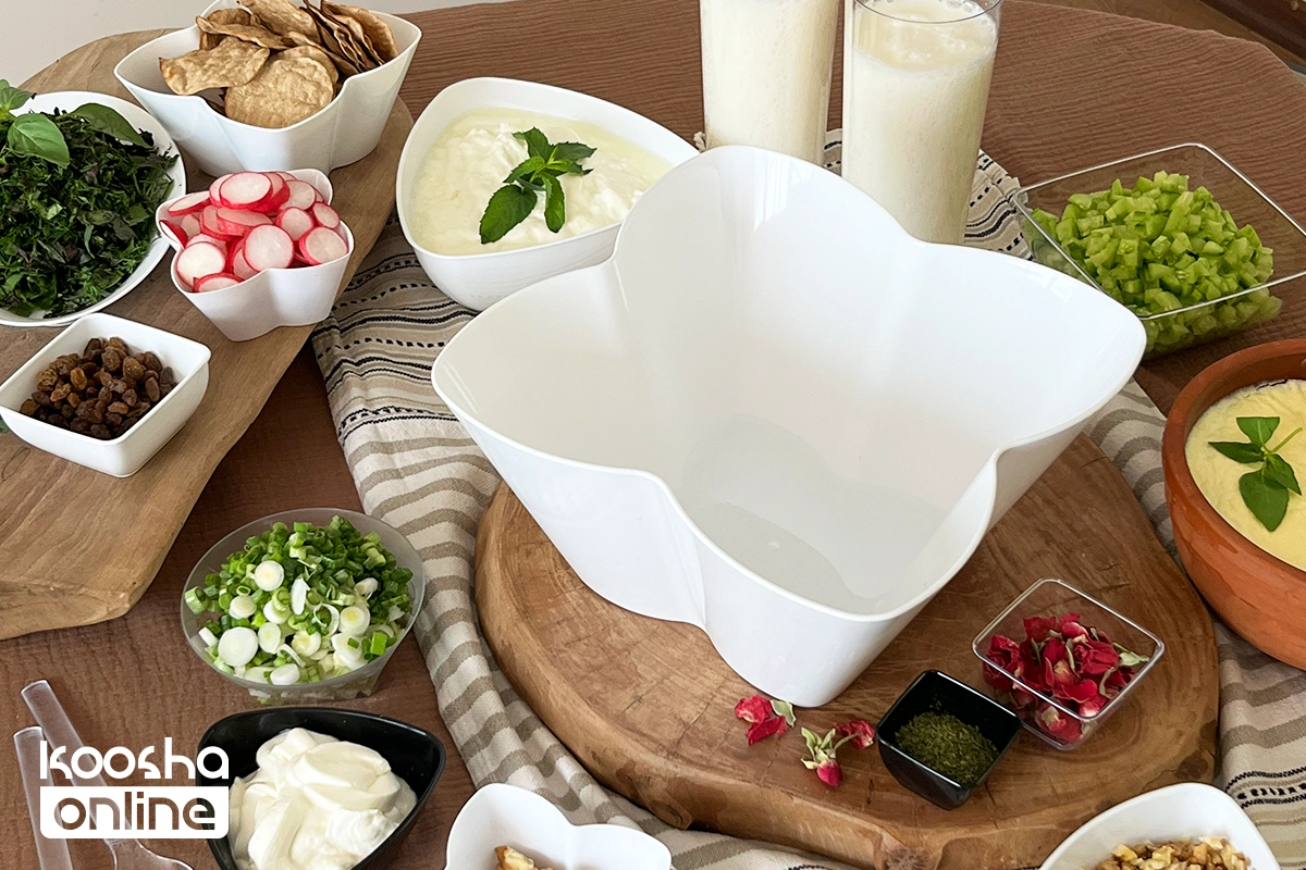 آبدوغ خیار را متفاوت سرو کن با ظروف لوکس کوشا